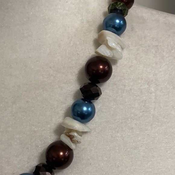 Hand Crafted Seashell Copper Blue Bronze Sparkle Vintage Bohemian Necklace - Picture 16 of 16